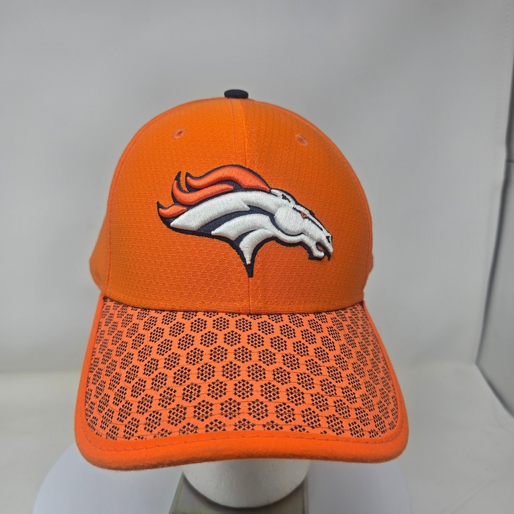 New Era Denver Broncos 39THIRTY Stretch Fit Hat Orange Mens Small Medium NFL Cap